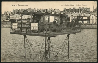 Moving Bridge at High Tide in Saint-Malo